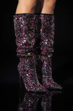 AZALEA WANG IZZY EMBELLISHED BOOT IN MULTI -AZALEA WANG SHOP azalea wang izzy embellished boot in multi multi 1 1 c1