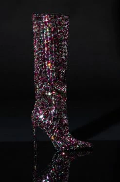 AZALEA WANG IZZY EMBELLISHED BOOT IN MULTI -AZALEA WANG SHOP azalea wang izzy embellished boot in multi multi 2 2 c1