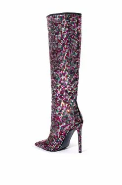 AZALEA WANG IZZY EMBELLISHED BOOT IN MULTI -AZALEA WANG SHOP azalea wang izzy embellished boot in multi multi 4 4