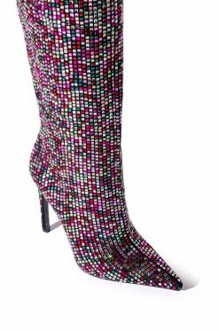 AZALEA WANG IZZY EMBELLISHED BOOT IN MULTI -AZALEA WANG SHOP azalea wang izzy embellished boot in multi multi 5 5