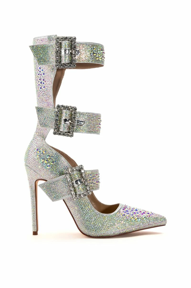 AZALEA WANG JENNA BELTED RHINESTONE EMBELLISHED PUMP IN SILVER 4 AZALEA WANG JENNA BELTED RHINESTONE EMBELLISHED PUMP IN SILVER - Image 2