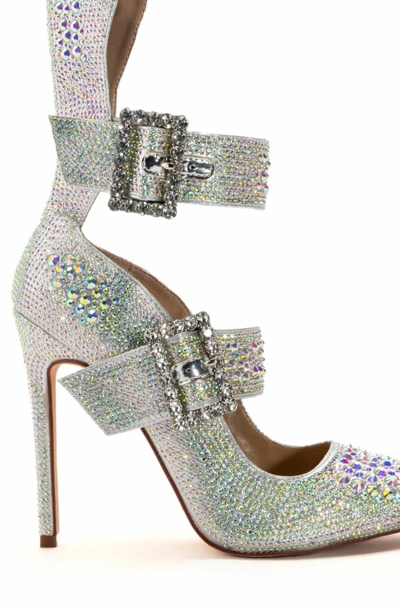 AZALEA WANG JENNA BELTED RHINESTONE EMBELLISHED PUMP IN SILVER 7 AZALEA WANG JENNA BELTED RHINESTONE EMBELLISHED PUMP IN SILVER - Image 5