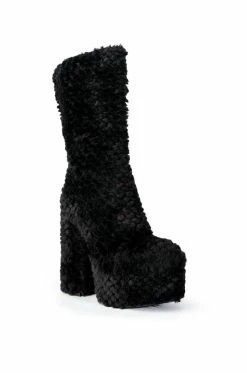 AZALEA WANG JERUSHA FUR CHUNKY BOOT IN BLACK -AZALEA WANG SHOP azalea wang jerusha fur chunky boot in black black 3 3