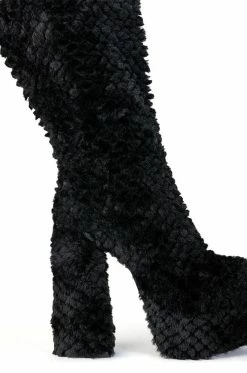 AZALEA WANG JERUSHA FUR CHUNKY BOOT IN BLACK -AZALEA WANG SHOP azalea wang jerusha fur chunky boot in black black 5 5