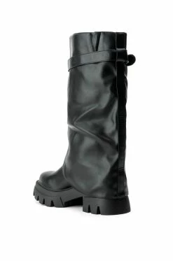 AZALEA WANG JET FOLD OVER FLATFORM BOOT IN BLACK -AZALEA WANG SHOP azalea wang jet fold over flatform boot in black black 4 4