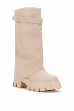 AZALEA WANG JET FOLD OVER FLATFORM BOOT IN BONE -AZALEA WANG SHOP azalea wang jet fold over flatform boot in bone bone 3 3