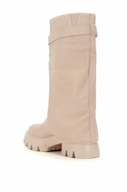 AZALEA WANG JET FOLD OVER FLATFORM BOOT IN BONE -AZALEA WANG SHOP azalea wang jet fold over flatform boot in bone bone 4 4