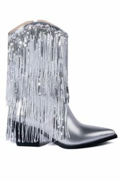 AZALEA WANG JOYFUL RING WESTERN BOOTIE IN SILVER -AZALEA WANG SHOP azalea wang joyful ring western bootie in silver silver 2 2