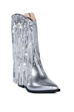 AZALEA WANG JOYFUL RING WESTERN BOOTIE IN SILVER -AZALEA WANG SHOP azalea wang joyful ring western bootie in silver silver 3 3