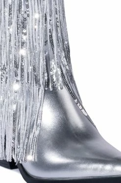 AZALEA WANG JOYFUL RING WESTERN BOOTIE IN SILVER -AZALEA WANG SHOP azalea wang joyful ring western bootie in silver silver 5 5