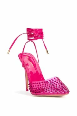 AZALEA WANG JUICY STILETTO PUMP WITH BLING IN FUCHSIA -AZALEA WANG SHOP azalea wang juicy stiletto pump with bling in fuchsia fuchsia 3 3