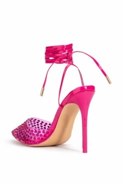 AZALEA WANG JUICY STILETTO PUMP WITH BLING IN FUCHSIA -AZALEA WANG SHOP azalea wang juicy stiletto pump with bling in fuchsia fuchsia 4 4
