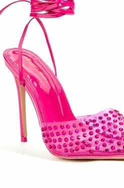 AZALEA WANG JUICY STILETTO PUMP WITH BLING IN FUCHSIA -AZALEA WANG SHOP azalea wang juicy stiletto pump with bling in fuchsia fuchsia 5 5
