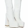 AZALEA WANG KACEY CHUNKY PATENT WESTERN BOOT IN WHITE -AZALEA WANG SHOP azalea wang kacey chunky patent western boot in white white 1 1