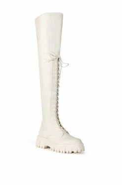 AZALEA WANG KANE OVER THE KNEE FLATFORM BOOT IN BONE -AZALEA WANG SHOP azalea wang kane over the knee flatform boot in bone bone 3 3