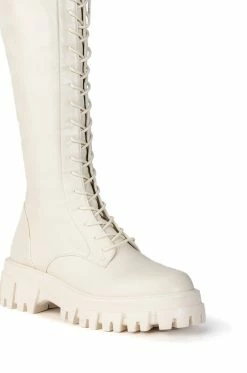AZALEA WANG KANE OVER THE KNEE FLATFORM BOOT IN BONE -AZALEA WANG SHOP azalea wang kane over the knee flatform boot in bone bone 5 5