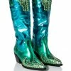 AZALEA WANG KNOX METALLIC WESTERN BOOT IN METALLIC BLUES -AZALEA WANG SHOP azalea wang knox metallic western boot in metallic blues blue multi 1 1