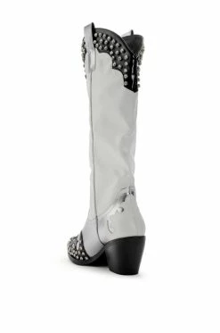 AZALEA WANG KNOX RHINESTONE EMBELLISHED WESTERN BOOT IN WHITE BLACK -AZALEA WANG SHOP azalea wang knox rhinestone embellished western boot in white black white black 4 4