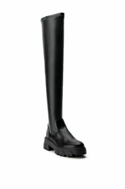 AZALEA WANG LATE NIGHTS FLATFORM BOOT WITH 4 WAY STRETCH IN BLACK -AZALEA WANG SHOP azalea wang late nights flatform boot in black black 3 3 c1