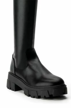 AZALEA WANG LATE NIGHTS FLATFORM BOOT WITH 4 WAY STRETCH IN BLACK -AZALEA WANG SHOP azalea wang late nights flatform boot in black black 5 5 c1