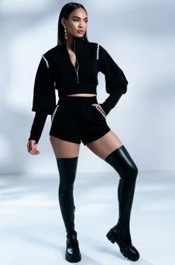 AZALEA WANG LATE NIGHTS FLATFORM BOOT WITH 4 WAY STRETCH IN BLACK -AZALEA WANG SHOP azalea wang late nights flatform boot in black black 7 7