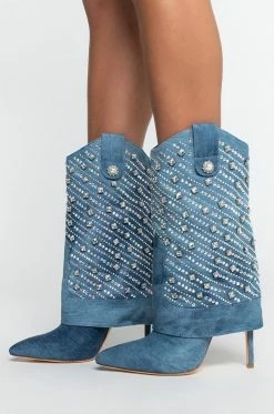 AZALEA WANG LEAVE IT ALL BEHIND STILETTO BOOTIE -AZALEA WANG SHOP azalea wang leave it all behind stiletto bootie denim 2