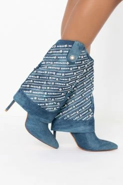 AZALEA WANG LEAVE IT ALL BEHIND STILETTO BOOTIE -AZALEA WANG SHOP azalea wang leave it all behind stiletto bootie denim 2 2