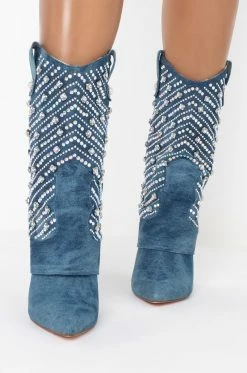 AZALEA WANG LEAVE IT ALL BEHIND STILETTO BOOTIE -AZALEA WANG SHOP azalea wang leave it all behind stiletto bootie denim 3 3