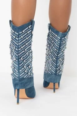 AZALEA WANG LEAVE IT ALL BEHIND STILETTO BOOTIE -AZALEA WANG SHOP azalea wang leave it all behind stiletto bootie denim 4 4