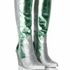 AZALEA WANG LEITTEN CHUNKY WESTERN RHINESTONE BOOT IN GREEN -AZALEA WANG SHOP azalea wang leitten chunky western rhinestone boot in green green 1 1