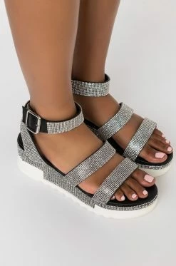 AZALEA WANG LET YOU KNOW YOU'RE MINE FLATFORM SANDAL IN BLACK -AZALEA WANG SHOP azalea wang let you know youre mine flatform sandal in black black 5