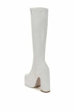 AZALEA WANG LET'S GO PARTY PU CHUNKY PLATFORM BOOT IN WHITE -AZALEA WANG SHOP azalea wang lets go party pu chunky platform boot in white white 4 4 c1