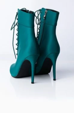 AZALEA WANG LIGHT ME UP STILETTO BOOTIE IN GREEN -AZALEA WANG SHOP azalea wang light me up stiletto bootie in green green 5 5
