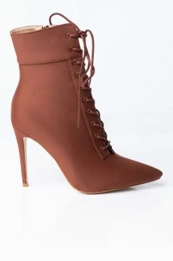 AZALEA WANG LIGHT ME UP STILETTO BOOTIE IN RUST -AZALEA WANG SHOP azalea wang light me up stiletto bootie in rust rust 3 3
