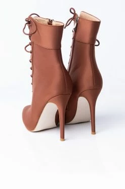 AZALEA WANG LIGHT ME UP STILETTO BOOTIE IN RUST -AZALEA WANG SHOP azalea wang light me up stiletto bootie in rust rust 5 5