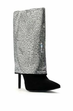 AZALEA WANG LIKE A MILLION BUCKS EMBELLISHED BOOTIE IN SILVER -AZALEA WANG SHOP azalea wang like a million bucks embellished bootie in silver silver 3 3
