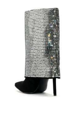 AZALEA WANG LIKE A MILLION BUCKS EMBELLISHED BOOTIE IN SILVER -AZALEA WANG SHOP azalea wang like a million bucks embellished bootie in silver silver 4 4