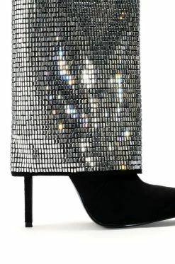 AZALEA WANG LIKE A MILLION BUCKS EMBELLISHED BOOTIE IN SILVER -AZALEA WANG SHOP azalea wang like a million bucks embellished bootie in silver silver 5 5