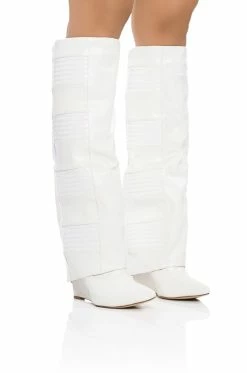 AZALEA WANG LIKE RAIN IN THE SUN WEDGE BOOT IN WHITE -AZALEA WANG SHOP azalea wang like rain in the sun wedge boot in white white 1 1 c1 c1
