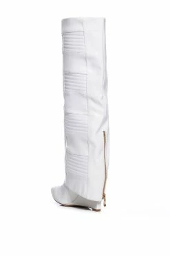 AZALEA WANG LIKE RAIN IN THE SUN WEDGE BOOT IN WHITE -AZALEA WANG SHOP azalea wang like rain in the sun wedge boot in white white 4 4