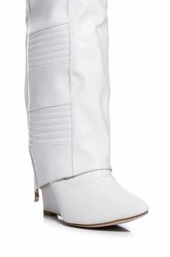 AZALEA WANG LIKE RAIN IN THE SUN WEDGE BOOT IN WHITE -AZALEA WANG SHOP azalea wang like rain in the sun wedge boot in white white 5 5