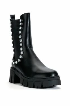AZALEA WANG LINCOLN RHINESTONE FLATFORM CHELSEA BOOT IN BLACK -AZALEA WANG SHOP azalea wang lincoln rhinestone flatform chelsea boot in black black 3 3