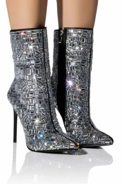 AZALEA WANG LIVELY RHINESTONE BOOTIE IN SILVER