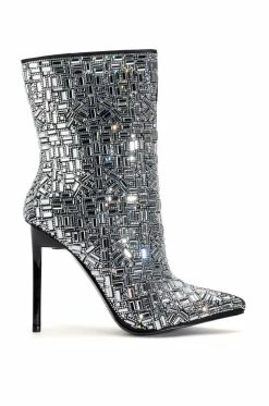AZALEA WANG LIVELY RHINESTONE BOOTIE IN SILVER -AZALEA WANG SHOP azalea wang lively rhinestone bootie in silver silver 2 2