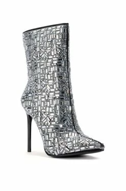 AZALEA WANG LIVELY RHINESTONE BOOTIE IN SILVER -AZALEA WANG SHOP azalea wang lively rhinestone bootie in silver silver 3 3