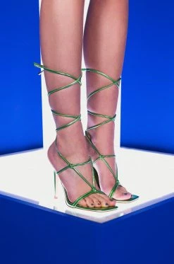 AZALEA WANG LOOK MY WAY STILETTO SANDAL IN GREEN -AZALEA WANG SHOP azalea wang look my way stiletto sandal in green green 1 1 c1