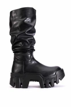 AZALEA WANG LYRICA CHUNKY BOOT IN BLACK PU -AZALEA WANG SHOP azalea wang lyrica chunky boot in black pu black 3 3