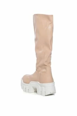 AZALEA WANG LYRICA NUDE PU CHUNKY BOOT -AZALEA WANG SHOP azalea wang lyrica nude pu chunky boot nude 4 4