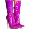 AZALEA WANG MAKE MY HEART SKIP A BEAT HOLOGRAPHIC STILETTO BOOTIE IN PINK -AZALEA WANG SHOP azalea wang make my heart skip a beat holographic stiletto bootie in pink pink 1 1