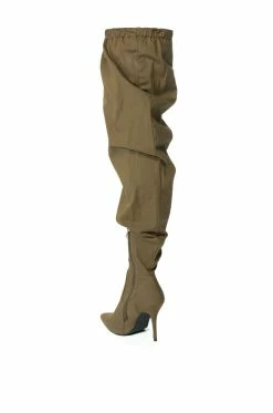 AZALEA WANG MANTIS BAGGY THIGH HIGH BOOT IN KHAKI -AZALEA WANG SHOP azalea wang mantis baggy thigh high boot in khaki khaki 4 4 c1 c1